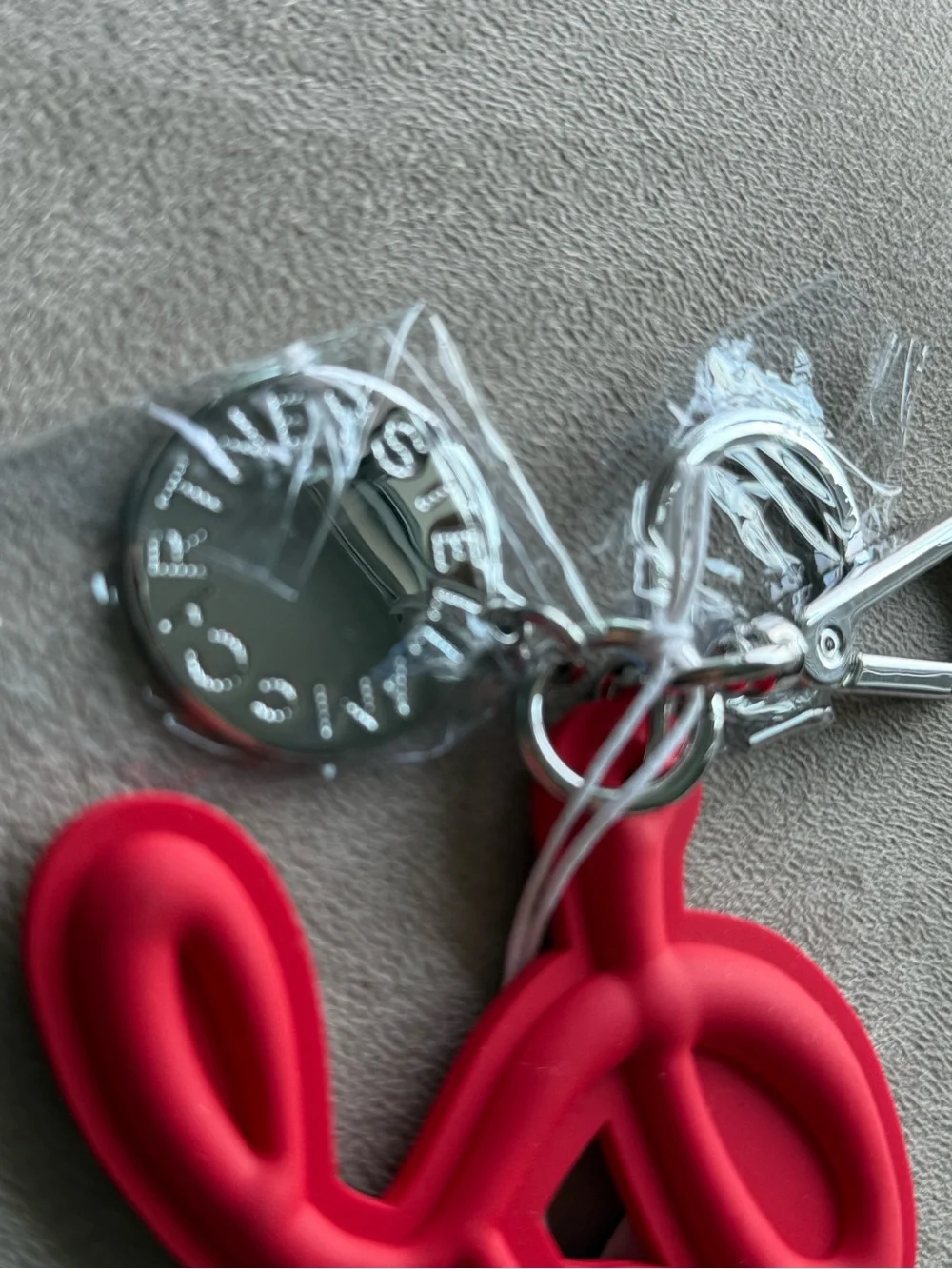 Stella McCartney Red Script Logo Key & Card Holder
